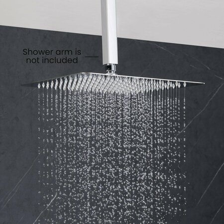 Kibi Cube 12 Metal Ultra Thin Profile Rain Shower Head 1.75 GPM - Chrome SH1202CH